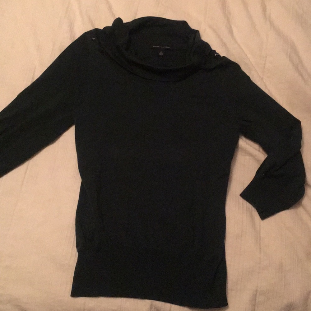 Dark green cowl neck, 3/4 sleeve sweater